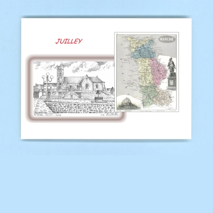 Cartes Postales impression Noir avec dpartement sur la ville de JUILLEY Titre : eglise