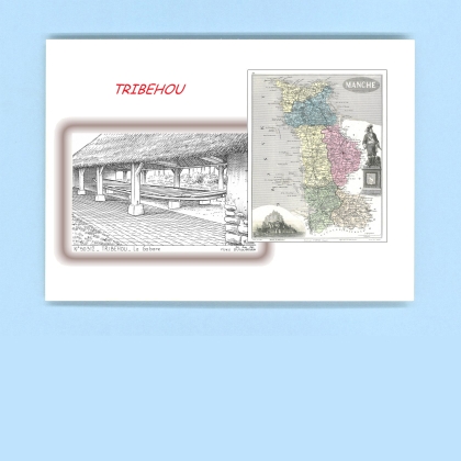 Cartes Postales impression Noir avec dpartement sur la ville de TRIBEHOU Titre : la gabare