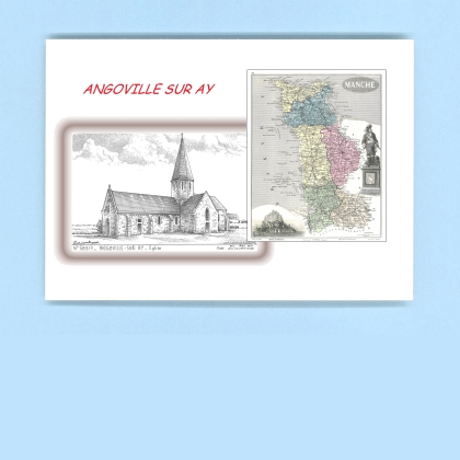 Cartes Postales impression Noir avec dpartement sur la ville de ANGOVILLE SUR AY Titre : eglise