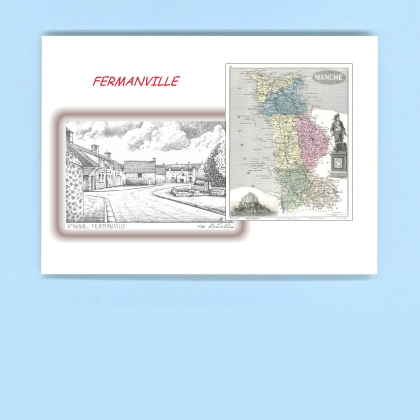 Cartes Postales impression Noir avec dpartement sur la ville de FERMANVILLE Titre : vue