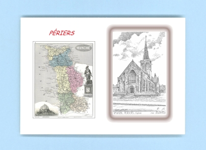 Cartes Postales impression Noir avec dpartement sur la ville de PERIERS Titre : eglise