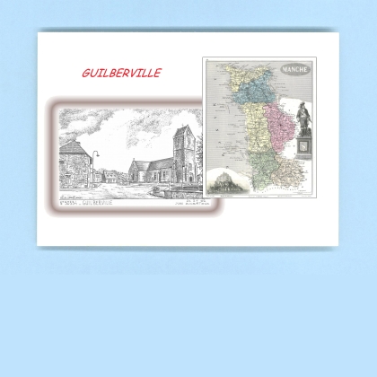 Cartes Postales impression Noir avec dpartement sur la ville de GUILBERVILLE Titre : vue
