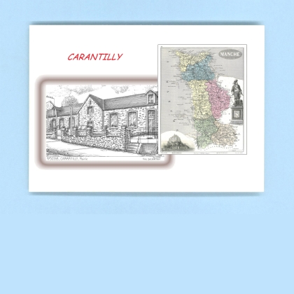 Cartes Postales impression Noir avec dpartement sur la ville de CARANTILLY Titre : mairie