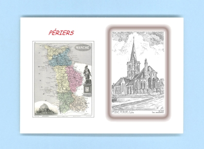 Cartes Postales impression Noir avec dpartement sur la ville de PERIERS Titre : eglise