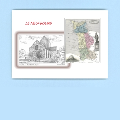 Cartes Postales impression Noir avec dpartement sur la ville de LE NEUFBOURG Titre : eglise