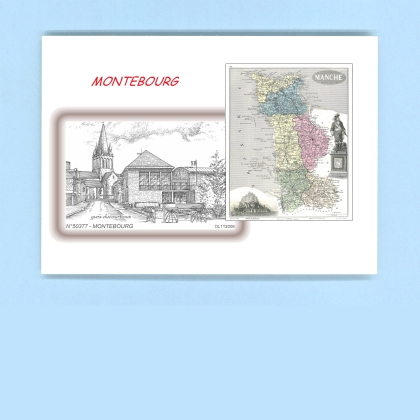 Cartes Postales impression Noir avec dpartement sur la ville de MONTEBOURG Titre : vue