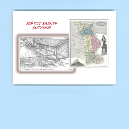 Cartes Postales impression Noir avec dpartement sur la ville de PRETOT STE SUZANNE Titre : lavoir