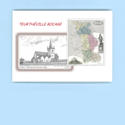Cartes Postales impression Noir avec dpartement sur la ville de TEURTHEVILLE BOCAGE Titre : eglise