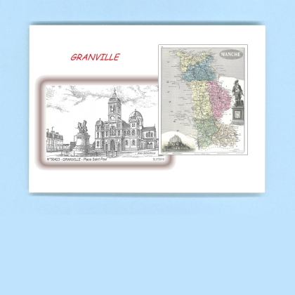 Cartes Postales impression Noir avec dpartement sur la ville de GRANVILLE Titre : place st paul