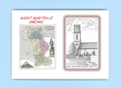 Cartes Postales impression Noir avec dpartement sur la ville de ST MARTIN LE GREARD Titre : eglise