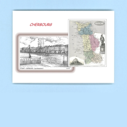 Cartes Postales impression Noir avec dpartement sur la ville de CHERBOURG Titre : quai alexandre III