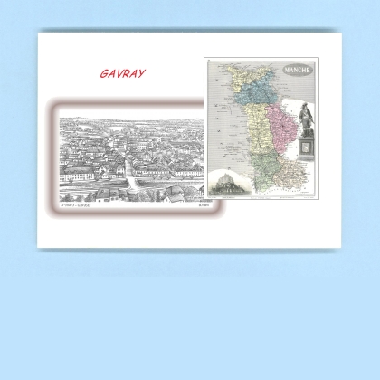 Cartes Postales impression Noir avec dpartement sur la ville de GAVRAY Titre : vue