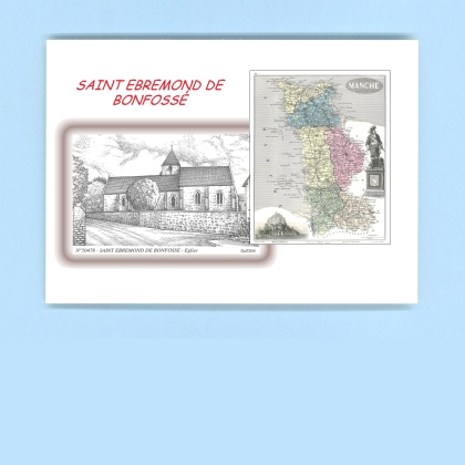 Cartes Postales impression Noir avec dpartement sur la ville de ST EBREMOND DE BONFOSSE Titre : eglise