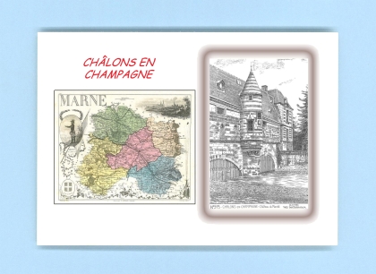 Cartes Postales impression Noir avec dpartement sur la ville de CHALONS EN CHAMPAGNE Titre : chateau du marche