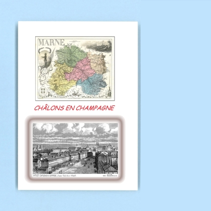 Cartes Postales impression Noir avec dpartement sur la ville de CHALONS EN CHAMPAGNE Titre : vue