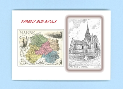Cartes Postales impression Noir avec dpartement sur la ville de PARGNY SUR SAULX Titre : eglise