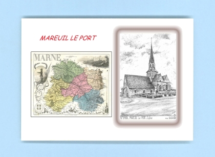 Cartes Postales impression Noir avec dpartement sur la ville de MAREUIL LE PORT Titre : eglise