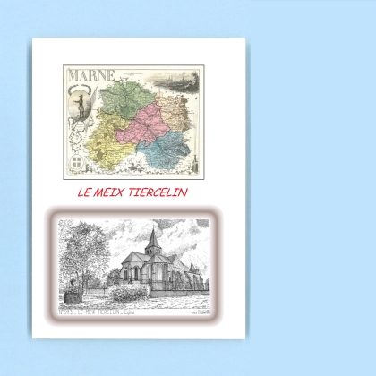 Cartes Postales impression Noir avec dpartement sur la ville de LE MEIX TIERCELIN Titre : eglise