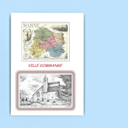 Cartes Postales impression Noir avec dpartement sur la ville de VILLE DOMMANGE Titre : chapelle st lie