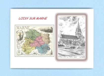 Cartes Postales impression Noir avec dpartement sur la ville de LOISY SUR MARNE Titre : eglise