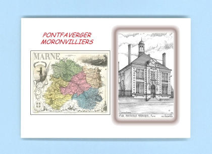 Cartes Postales impression Noir avec dpartement sur la ville de PONTFAVERGER MORONVILLIERS Titre : mairie