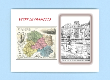 Cartes Postales impression Noir avec dpartement sur la ville de VITRY LE FRANCOIS Titre : jardin de l hotel de ville