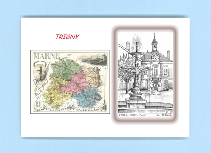 Cartes Postales impression Noir avec dpartement sur la ville de TRIGNY Titre : mairie
