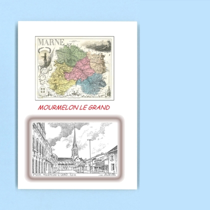 Cartes Postales impression Noir avec dpartement sur la ville de MOURMELON LE GRAND Titre : eglise