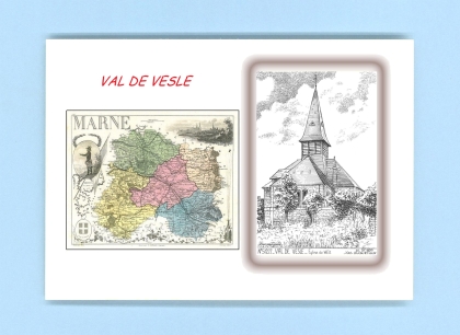Cartes Postales impression Noir avec dpartement sur la ville de VAL DE VESLE Titre : eglise de wez