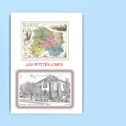 Cartes Postales impression Noir avec dpartement sur la ville de LES PETITES LOGES Titre : mairie