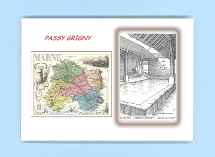 Cartes Postales impression Noir avec dpartement sur la ville de PASSY GRIGNY Titre : lavoir