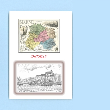 Cartes Postales impression Noir avec dpartement sur la ville de CHOUILLY Titre : vue