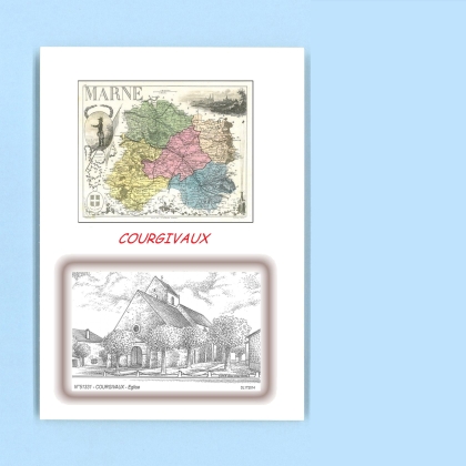 Cartes Postales impression Noir avec dpartement sur la ville de COURGIVAUX Titre : eglise