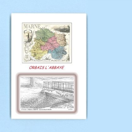 Cartes Postales impression Noir avec dpartement sur la ville de ORBAIS L ABBAYE Titre : source moulin minette