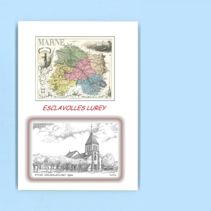 Cartes Postales impression Noir avec dpartement sur la ville de ESCLAVOLLES LUREY Titre : eglise