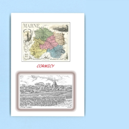 Cartes Postales impression Noir avec dpartement sur la ville de CORMICY Titre : vue