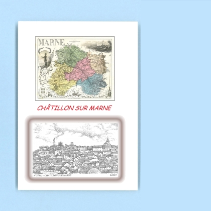 Cartes Postales impression Noir avec dpartement sur la ville de CHATILLON SUR MARNE Titre : vue