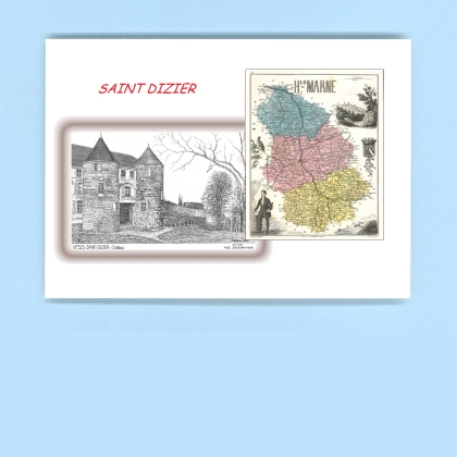 Cartes Postales impression Noir avec dpartement sur la ville de ST DIZIER Titre : chateau