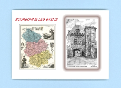 Cartes Postales impression Noir avec dpartement sur la ville de BOURBONNE LES BAINS Titre : donjon du chateau