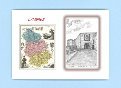 Cartes Postales impression Noir avec dpartement sur la ville de LANGRES Titre : la porte henri IV
