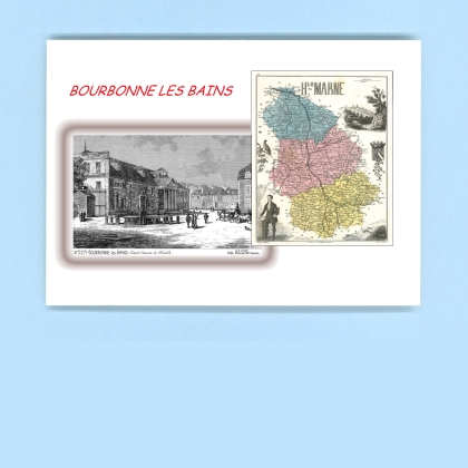 Cartes Postales impression Noir avec dpartement sur la ville de BOURBONNE LES BAINS Titre : vue