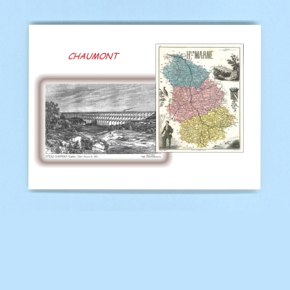 Cartes Postales impression Noir avec dpartement sur la ville de CHAUMONT Titre : viaduc