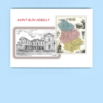 Cartes Postales impression Noir avec dpartement sur la ville de ST BLIN SEMILLY Titre : mairie