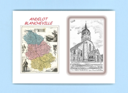 Cartes Postales impression Noir avec dpartement sur la ville de ANDELOT BLANCHEVILLE Titre : eglise 13e siecle