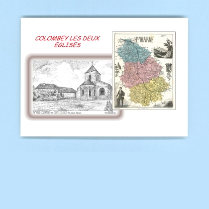 Cartes Postales impression Noir avec dpartement sur la ville de COLOMBEY LES DEUX EGLISES Titre : les deux eglises