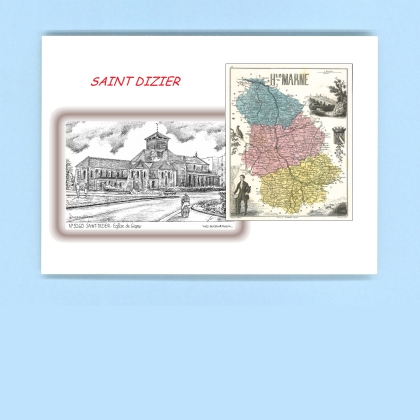 Cartes Postales impression Noir avec dpartement sur la ville de ST DIZIER Titre : eglise de gigny