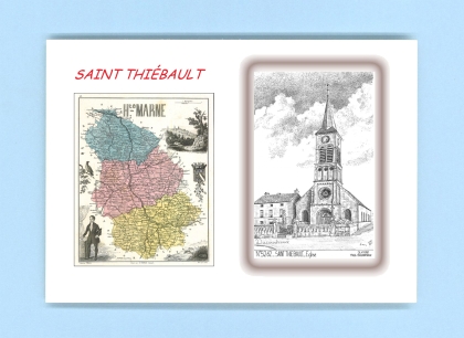 Cartes Postales impression Noir avec dpartement sur la ville de ST THIEBAULT Titre : eglise