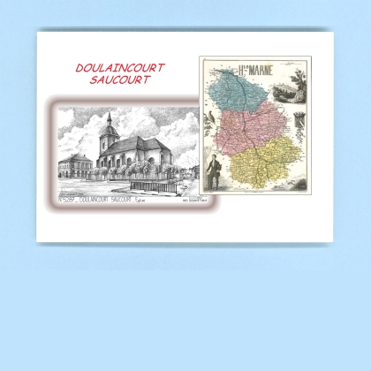 Cartes Postales impression Noir avec dpartement sur la ville de DOULAINCOURT SAUCOURT Titre : eglise