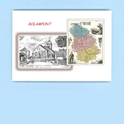 Cartes Postales impression Noir avec dpartement sur la ville de ROLAMPONT Titre : eglise (d apres ca)