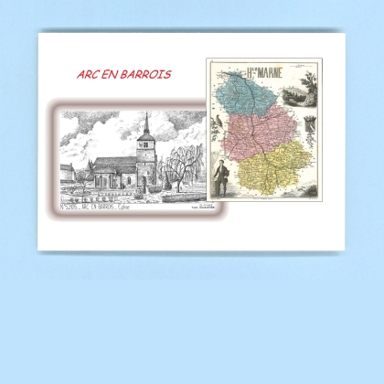 Cartes Postales impression Noir avec dpartement sur la ville de ARC EN BARROIS Titre : eglise